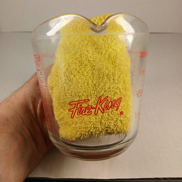 Vintage Anchor Hocking Fire King 2 Cup Glass Measuring Cup 498 Red Writing USA - Picture 1 of 4